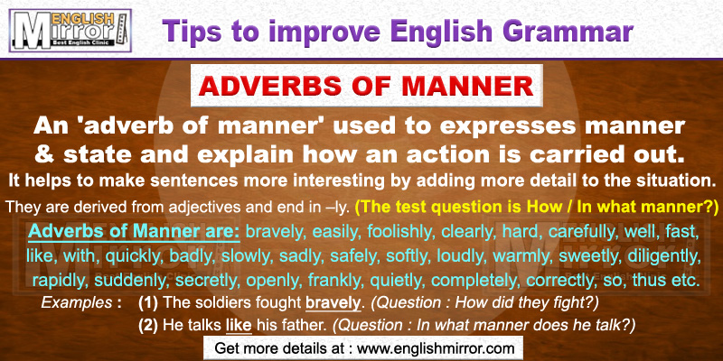 Uses of Adverbs of Manner in English Grammar
