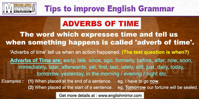 Uses of Adverbs of Time in English Grammar