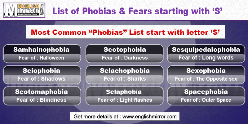 Phobias and Fears with letter S