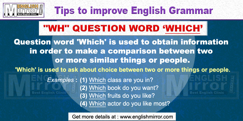 'wh' question word 'Which' in English Grammar