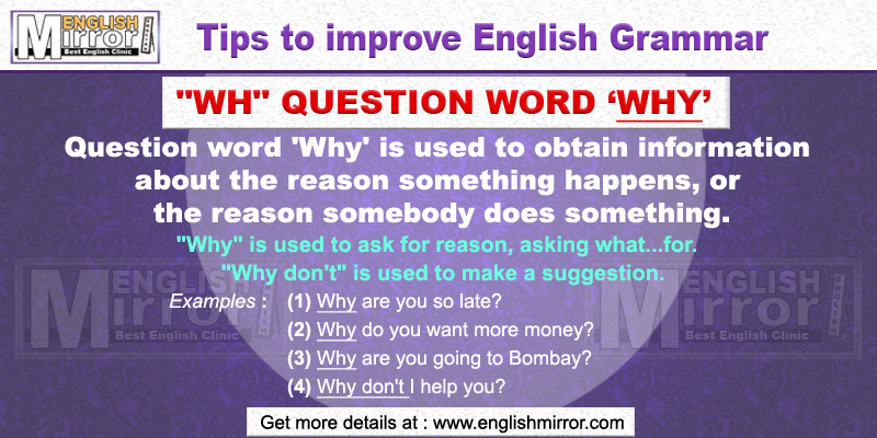 'wh' question word 'Why' in English Grammar