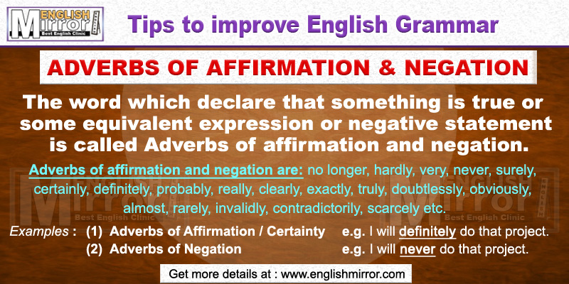 Uses of Adverbs of Affirmation and Negation in English Grammar
