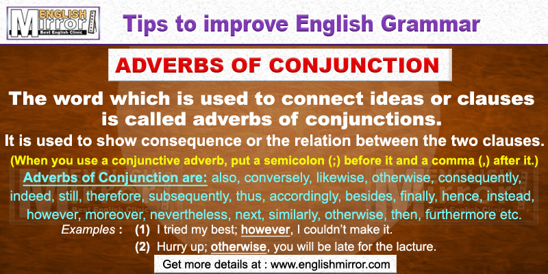 Uses of Adverbs of Conjunction in English