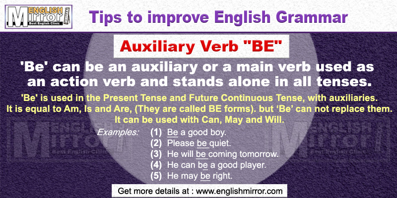 Use of Auxiliary Verb 'Be' in English