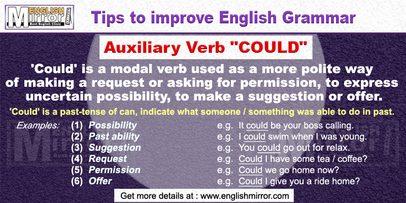 Use of Auxiliary Verb 'Could' in English