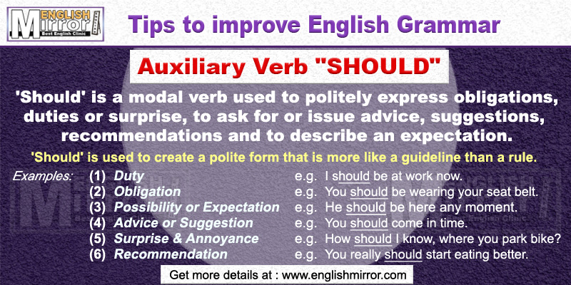 Use of Auxiliary Verb 'Should' in English