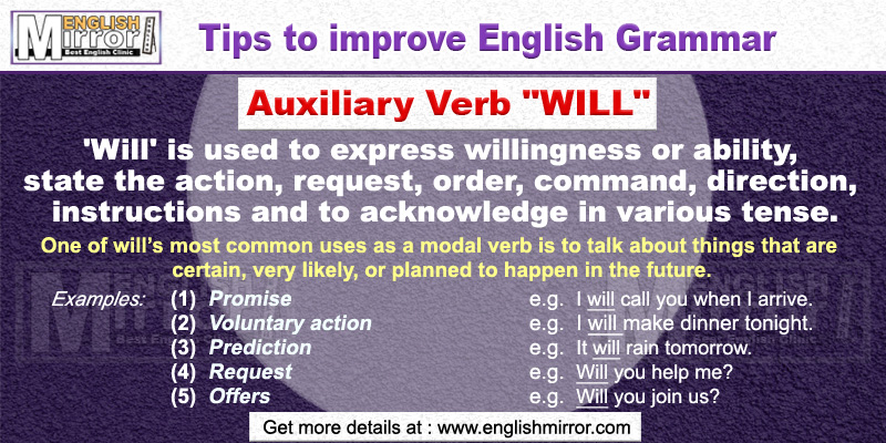 Use of Auxiliary Verb 'Will' in English